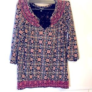 Lucky Brand Printed black top X-Large